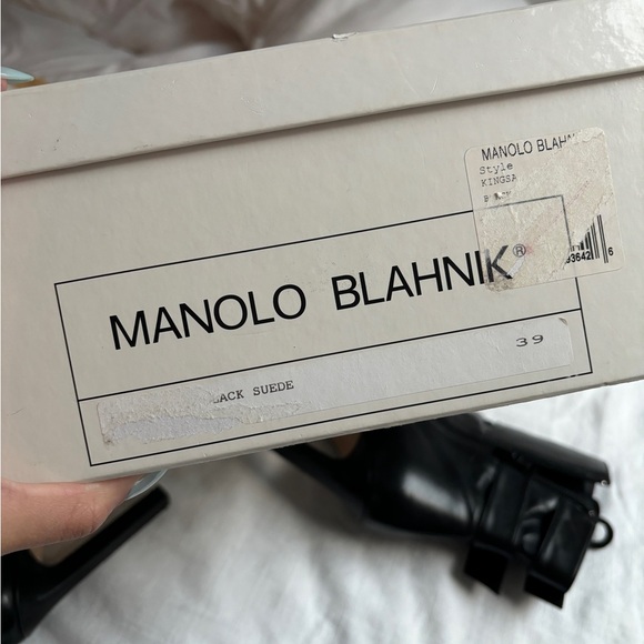 Manolo Blahnik Black Leather Tie Up Booties With Box and Dust Bag - Picture 8 of 13